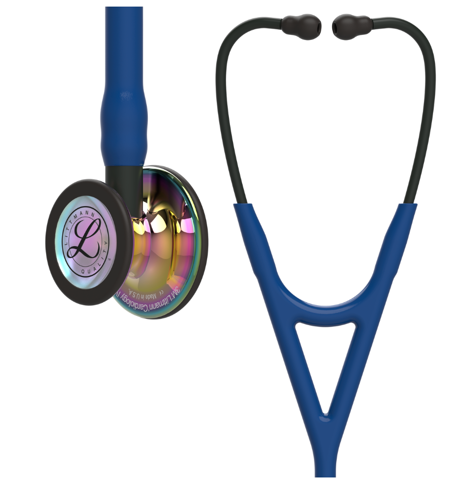 #6242 3M™ Littmann® Cardiology IV™ Diagnostic Stethoscope, High Polish Rainbow Chestpiece, Navy Tube, Black Stem and Black Headset, 27 inch