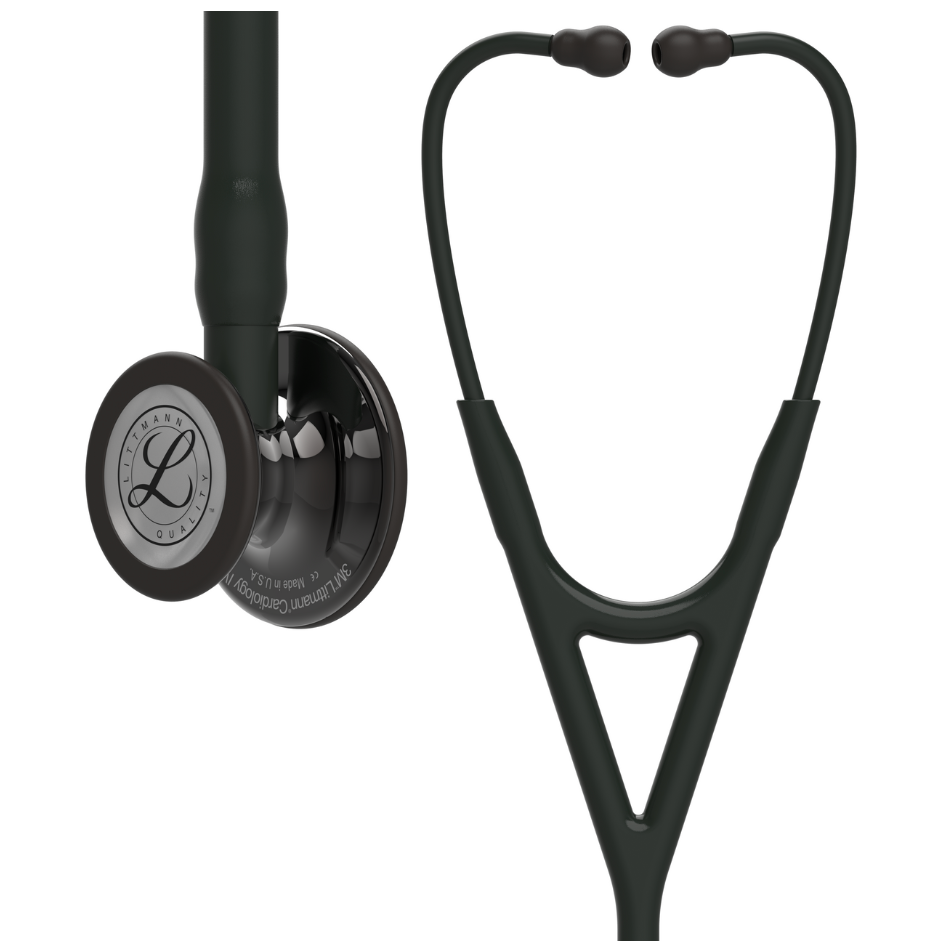 #6232 3M™ Littmann® Cardiology IV™ Diagnostic Stethoscope, High Polish Smoke-Finish Chestpiece, Black Tube, Stem and Headset, 27 inch
