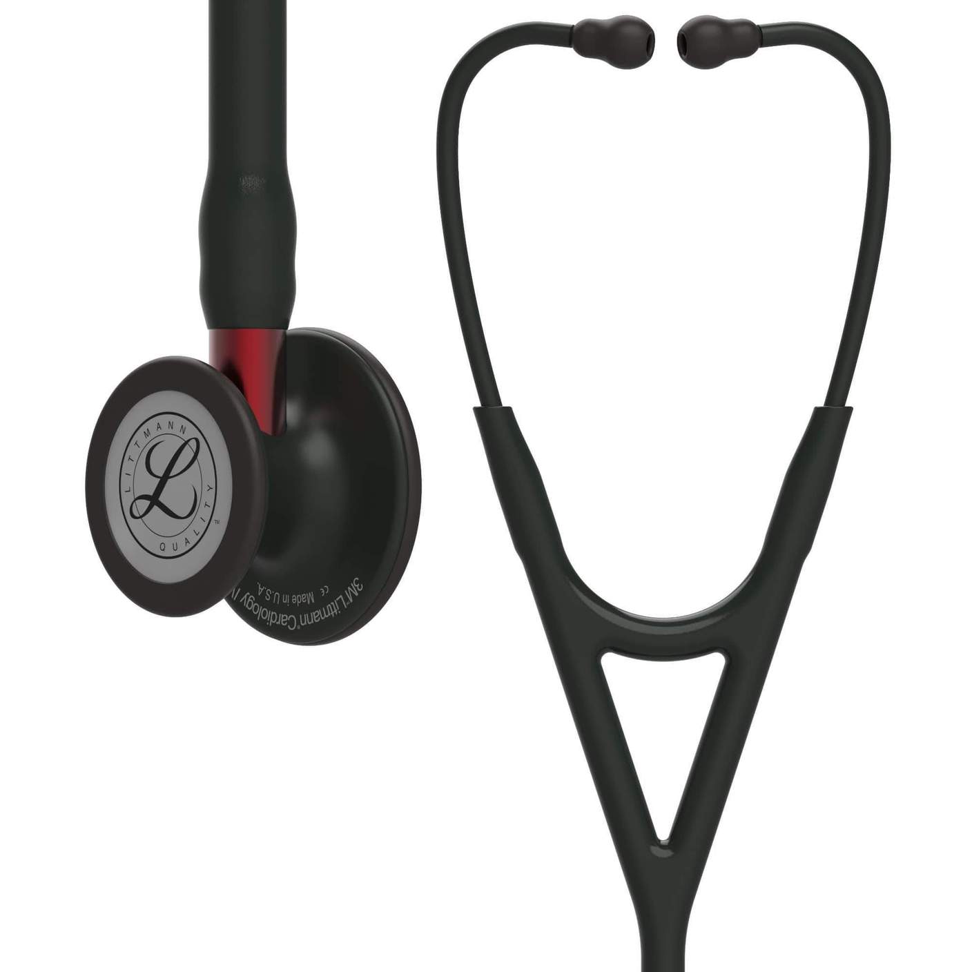 #6200 3M™ Littmann® Cardiology IV™ Diagnostic Stethoscope, Black-Finish Chestpiece, Black Tube, Red Stem and Black Headset, 27 inch