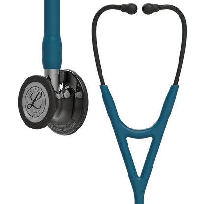 #6234 3M™ Littmann® Cardiology IV™ Diagnostic Stethoscope, High Polish Smoke-Finish Chestpiece, Caribbean Blue Tube, Mirror Stem and Black Headset, 27 inch