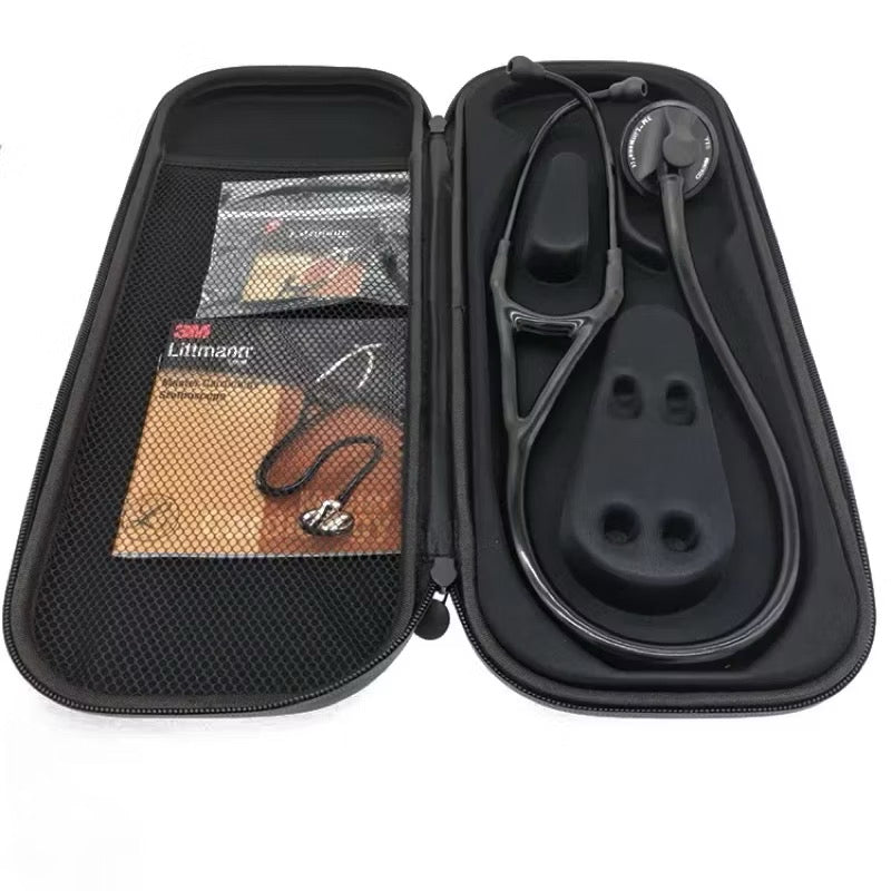 Protective Hard Case for Littmann Cardiology IV - Black – Black shockproof hard case for Littmann Cardiology IV, Master Cardiology, and Core Digital Stethoscope, featuring a durable EVA shell and secure zipper closure.