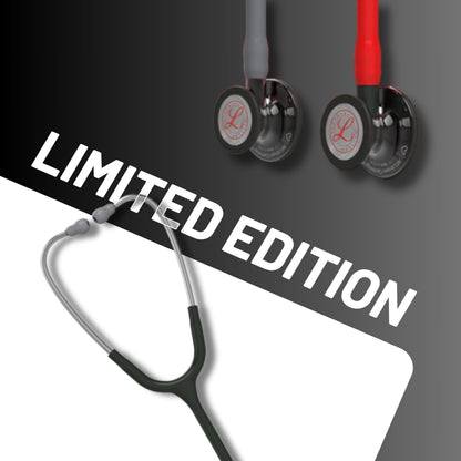 Littmann Limited Edition Stethoscope in Gray Smoke Heart, Red Smoke Heart, Black with HP Copper, and Raspberry with HP Copper Pink.