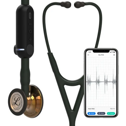 #8870 3M™ Littmann® CORE Digital Stethoscope, High Polish Copper Finish Chestpiece, Black Tube, Black Stem and Black Headset, 27 inch